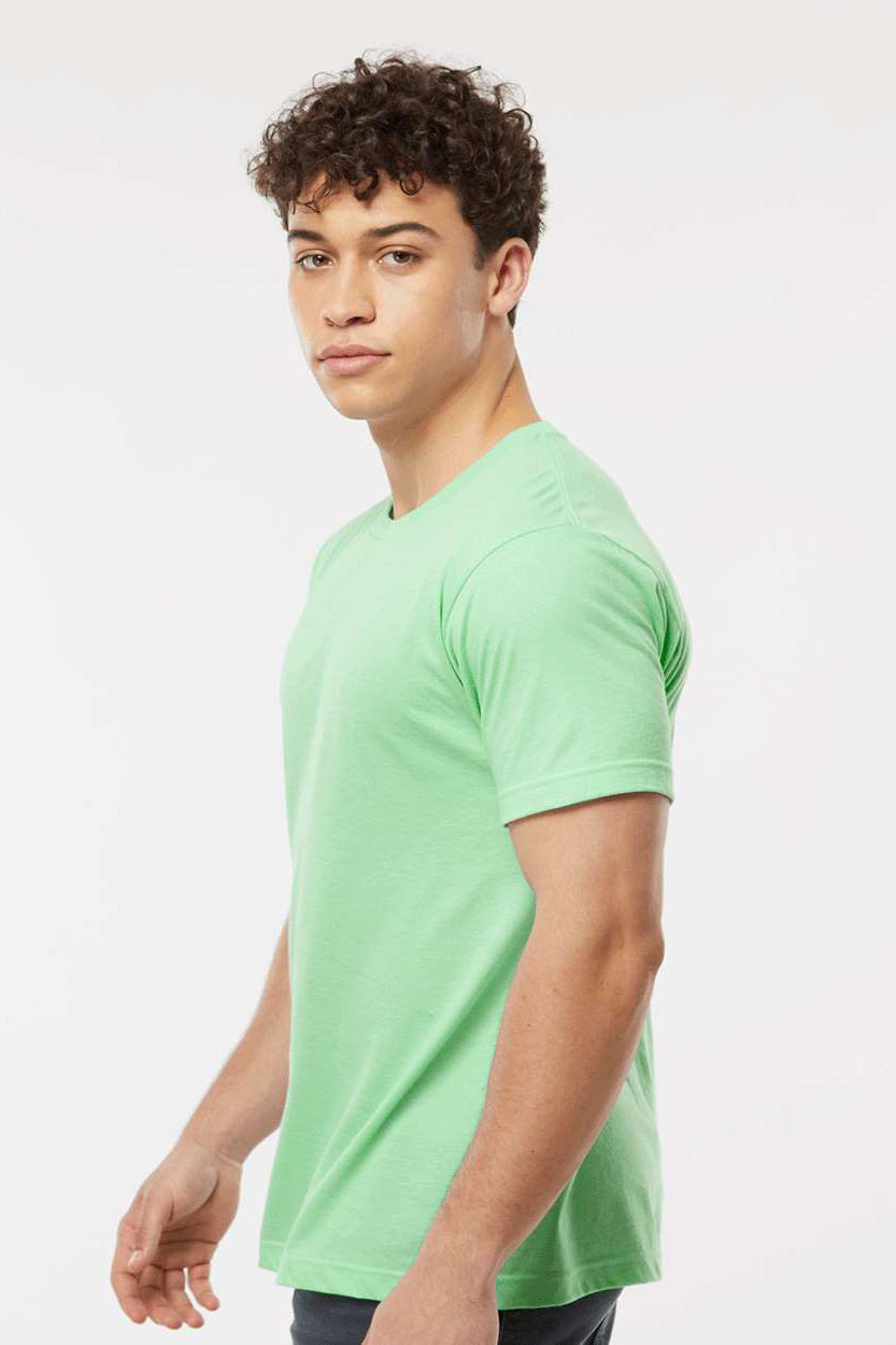 Tultex 202 Mens Fine Jersey Short Sleeve Crewneck T-Shirt Heather Neo Mint Green Model Side