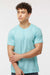 Tultex 202 Mens Fine Jersey Short Sleeve Crewneck T-Shirt Heather Purist Blue Model Front