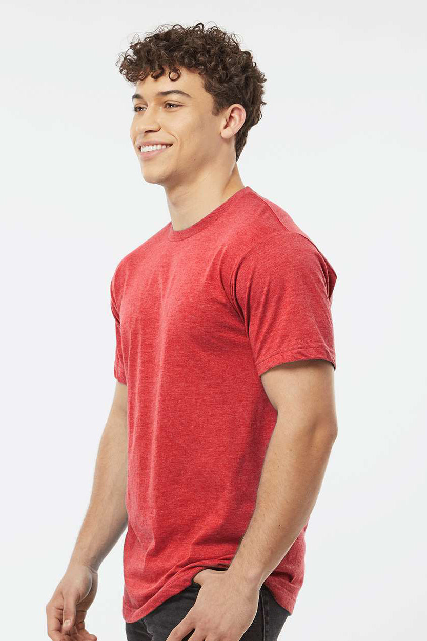 Tultex 202 Mens Fine Jersey Short Sleeve Crewneck T-Shirt Heather Red Model Side