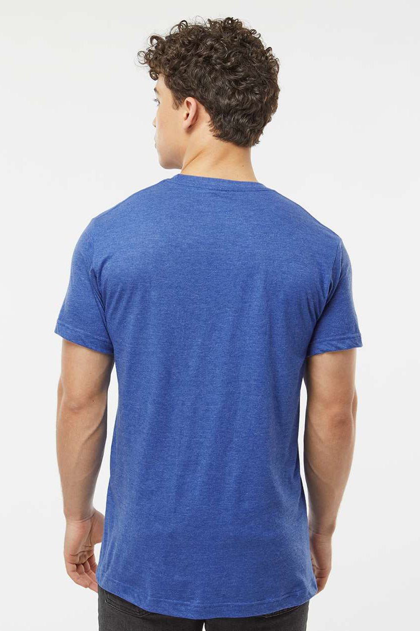 Tultex 202 Mens Fine Jersey Short Sleeve Crewneck T-Shirt Heather Royal Blue Model Back