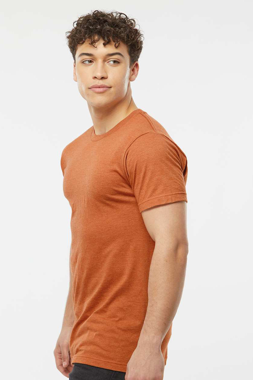 Tultex 202 Mens Fine Jersey Short Sleeve Crewneck T-Shirt Heather Rust Orange Model Side