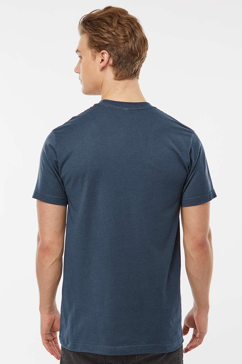 Tultex 202 Mens Fine Jersey Short Sleeve Crewneck T-Shirt Indigo Blue Model Back