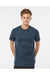 Tultex 202 Mens Fine Jersey Short Sleeve Crewneck T-Shirt Indigo Blue Model Front