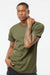 Tultex 202 Mens Fine Jersey Short Sleeve Crewneck T-Shirt Military Green Model Front
