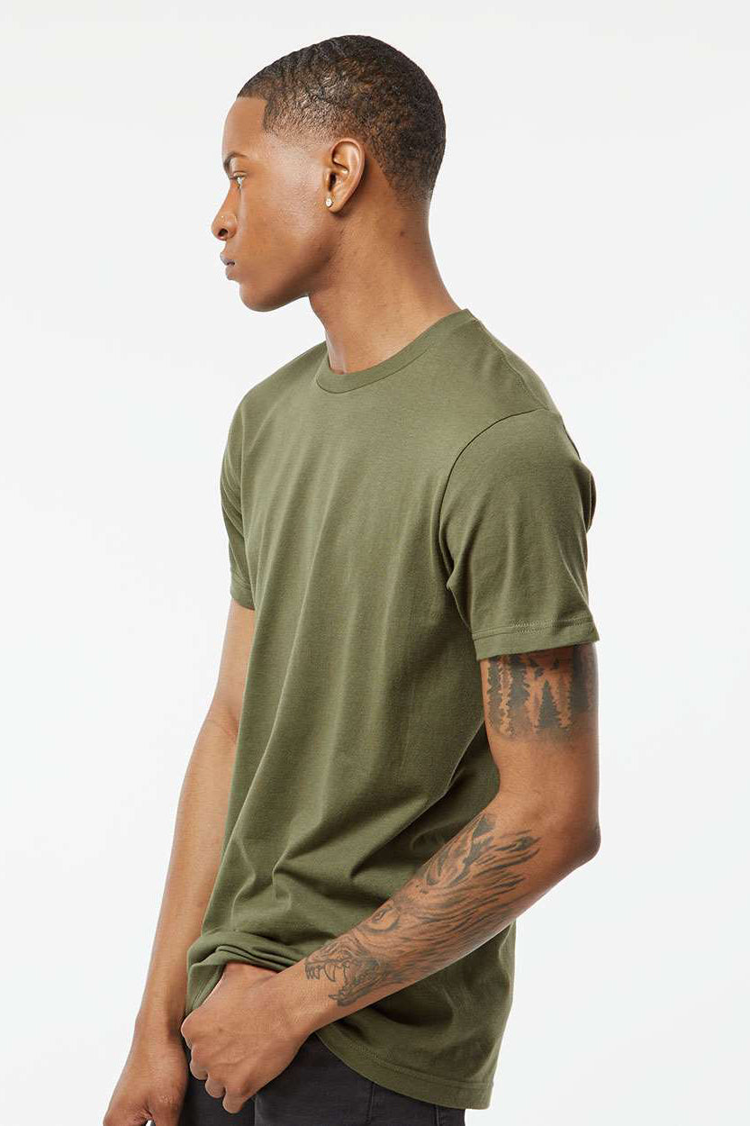 Tultex 202 Mens Fine Jersey Short Sleeve Crewneck T-Shirt Military Green Model Side