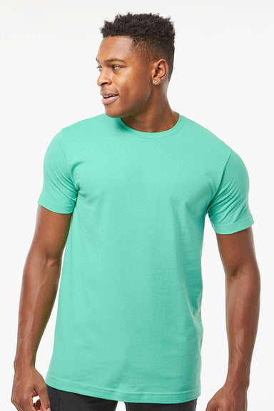 Tultex 202 Mens Fine Jersey Short Sleeve Crewneck T-Shirt Mint Green Model Front