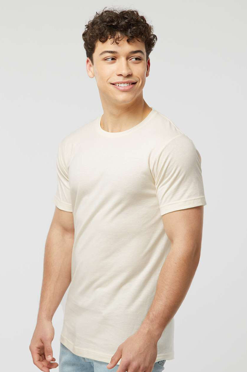 Tultex 202 Mens Fine Jersey Short Sleeve Crewneck T-Shirt Natural Model Side