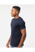 Tultex 202 Mens Fine Jersey Short Sleeve Crewneck T-Shirt Navy Blue Model Side