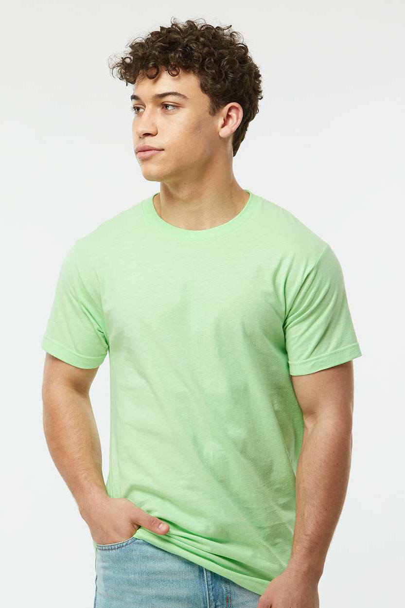 Tultex 202 Mens Fine Jersey Short Sleeve Crewneck T-Shirt Neo Mint Green Model Front