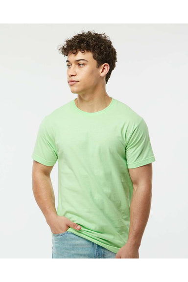 Tultex 202 Mens Fine Jersey Short Sleeve Crewneck T-Shirt Neo Mint Green Model Front