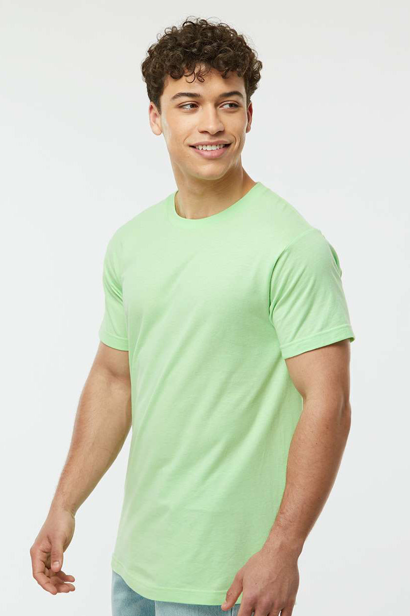 Tultex 202 Mens Fine Jersey Short Sleeve Crewneck T-Shirt Neo Mint Green Model Side