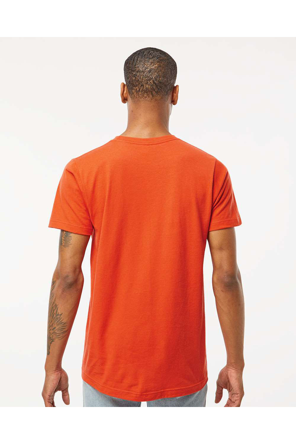 Tultex 202 Mens Fine Jersey Short Sleeve Crewneck T-Shirt Orange Model Back
