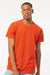 Tultex 202 Mens Fine Jersey Short Sleeve Crewneck T-Shirt Orange Model Front