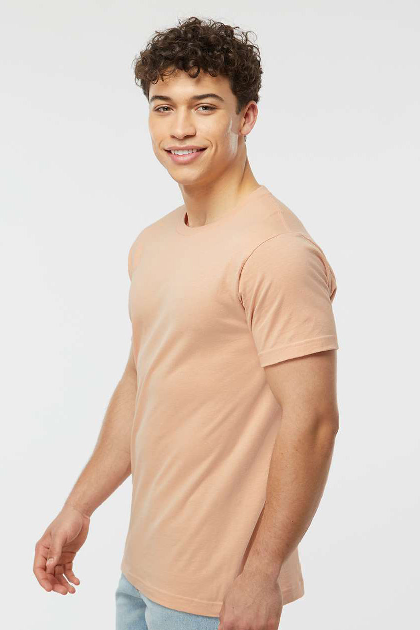 Tultex 202 Mens Fine Jersey Short Sleeve Crewneck T-Shirt Peach Model Side