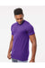 Tultex 202 Mens Fine Jersey Short Sleeve Crewneck T-Shirt Purple Model Side