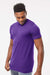 Tultex 202 Mens Fine Jersey Short Sleeve Crewneck T-Shirt Purple Model Side