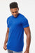 Tultex 202 Mens Fine Jersey Short Sleeve Crewneck T-Shirt Royal Blue Model Side