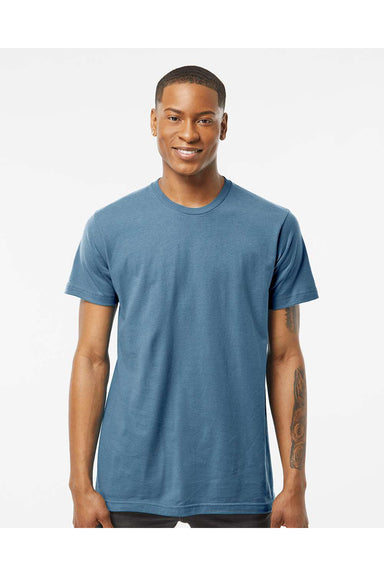 Tultex 202 Mens Fine Jersey Short Sleeve Crewneck T-Shirt Slate Blue Model Front