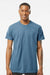 Tultex 202 Mens Fine Jersey Short Sleeve Crewneck T-Shirt Slate Blue Model Front
