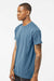 Tultex 202 Mens Fine Jersey Short Sleeve Crewneck T-Shirt Slate Blue Model Side