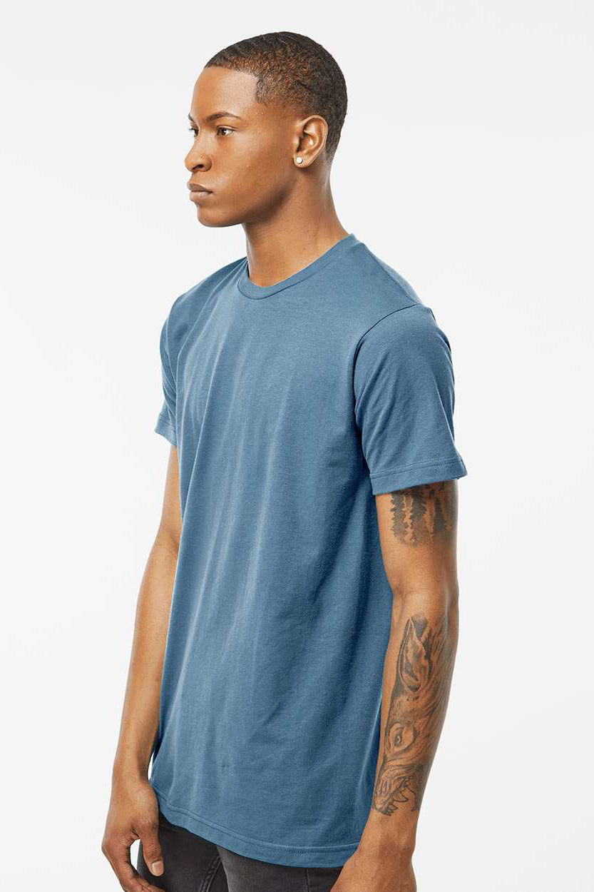 Tultex 202 Mens Fine Jersey Short Sleeve Crewneck T-Shirt Slate Blue Model Side