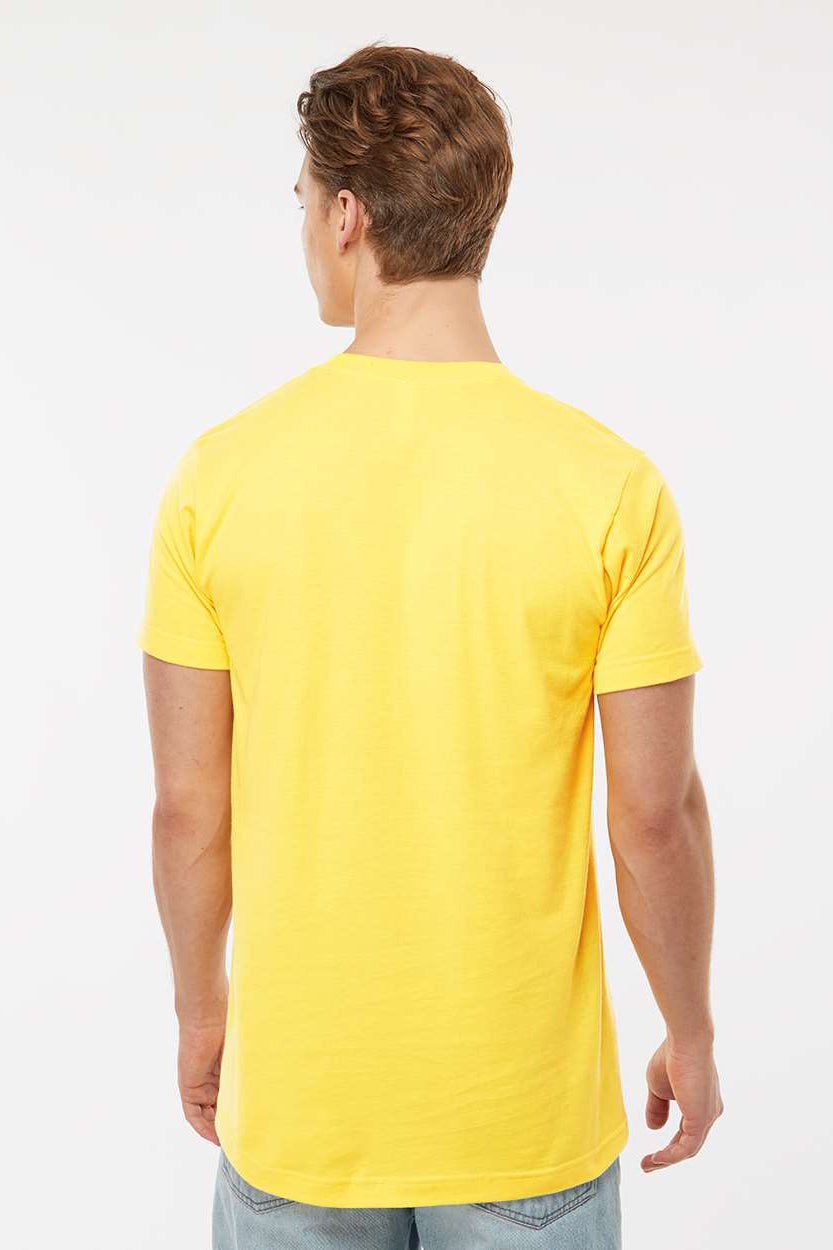 Tultex 202 Mens Fine Jersey Short Sleeve Crewneck T-Shirt Sunshine Yellow Model Back