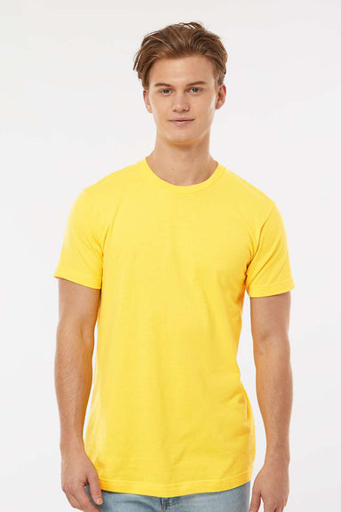 Tultex 202 Mens Fine Jersey Short Sleeve Crewneck T-Shirt Sunshine Yellow Model Front