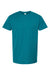 Tultex 202 Mens Fine Jersey Short Sleeve Crewneck T-Shirt Teal Blue Flat Front