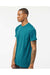 Tultex 202 Mens Fine Jersey Short Sleeve Crewneck T-Shirt Teal Blue Model Side