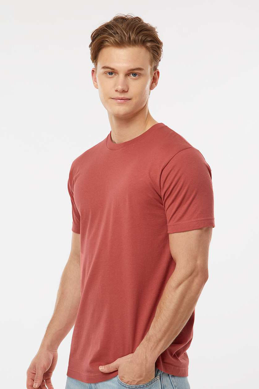 Tultex 202 Mens Fine Jersey Short Sleeve Crewneck T-Shirt Terracotta Red Model Side