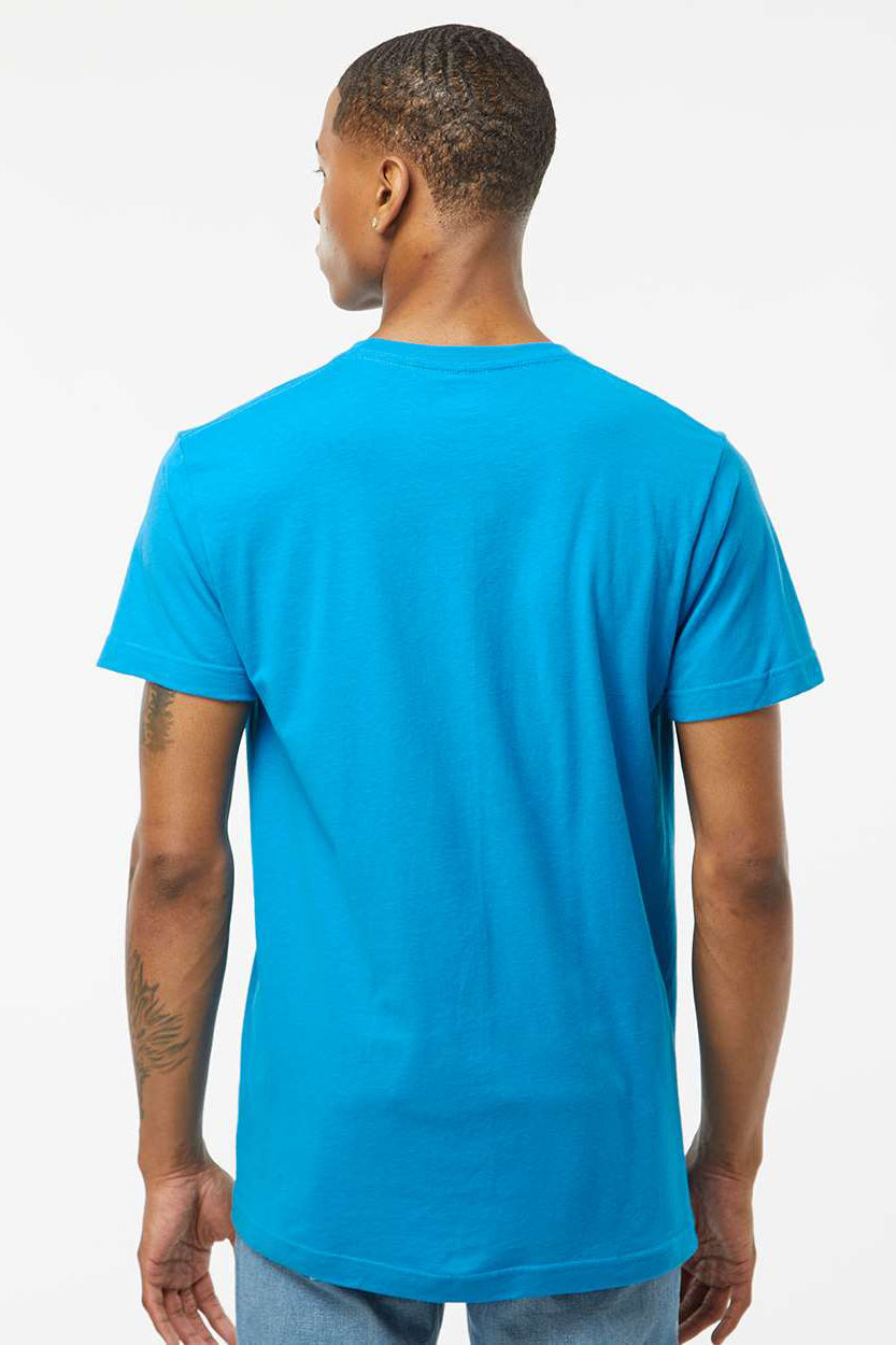 Tultex 202 Mens Fine Jersey Short Sleeve Crewneck T-Shirt Turquoise Blue Model Back
