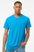 Tultex 202 Mens Fine Jersey Short Sleeve Crewneck T-Shirt Turquoise Blue Model Front