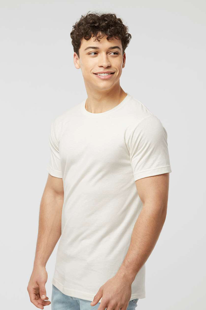 Tultex 202 Mens Fine Jersey Short Sleeve Crewneck T-Shirt Vintage White Model Side