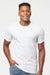 Tultex 202 Mens Fine Jersey Short Sleeve Crewneck T-Shirt White Model Front