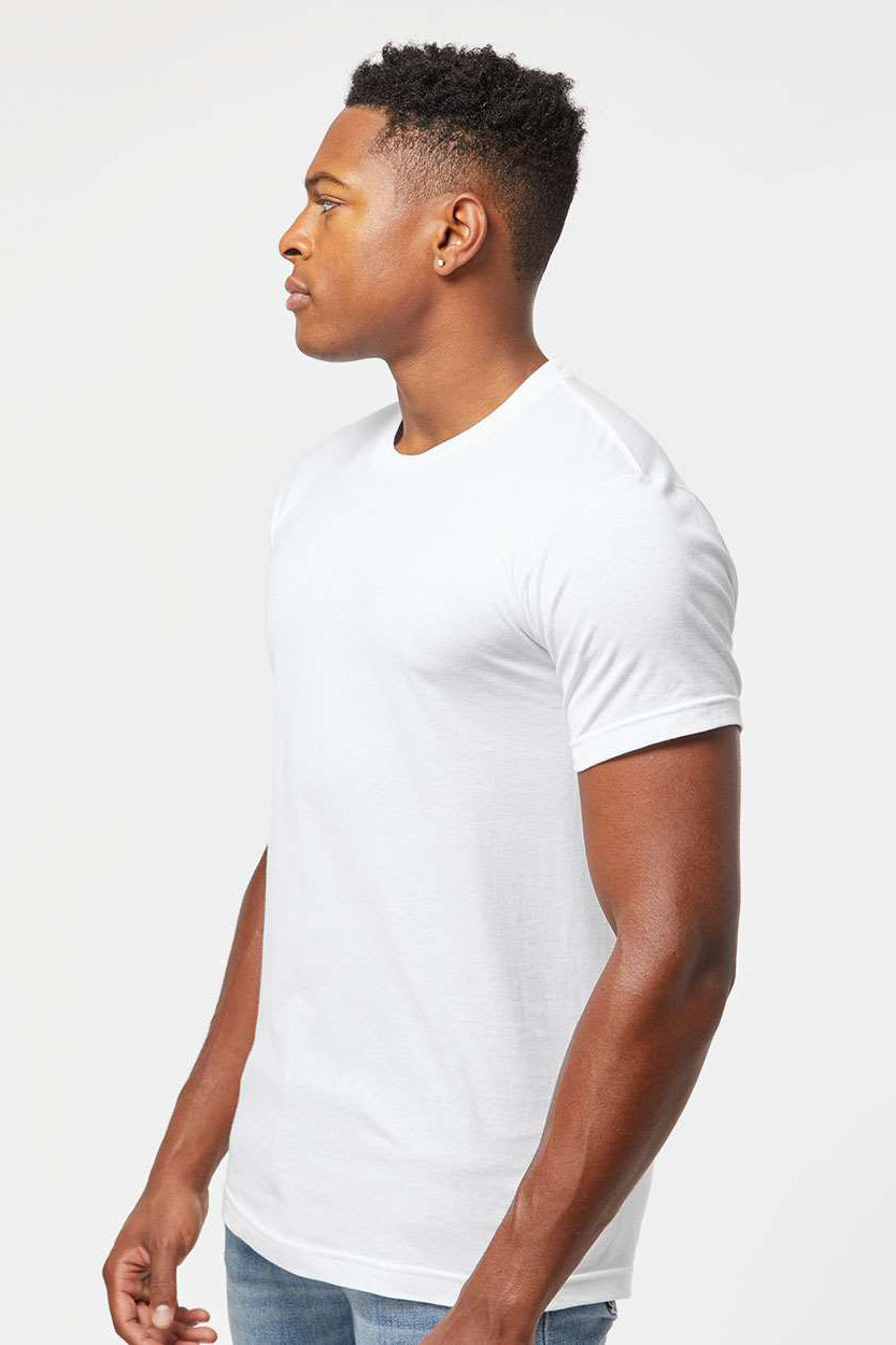 Tultex 202 Mens Fine Jersey Short Sleeve Crewneck T-Shirt White Model Side