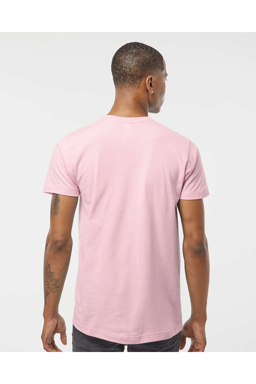 Tultex 202 Mens Fine Jersey Short Sleeve Crewneck T-Shirt Pink Model Back