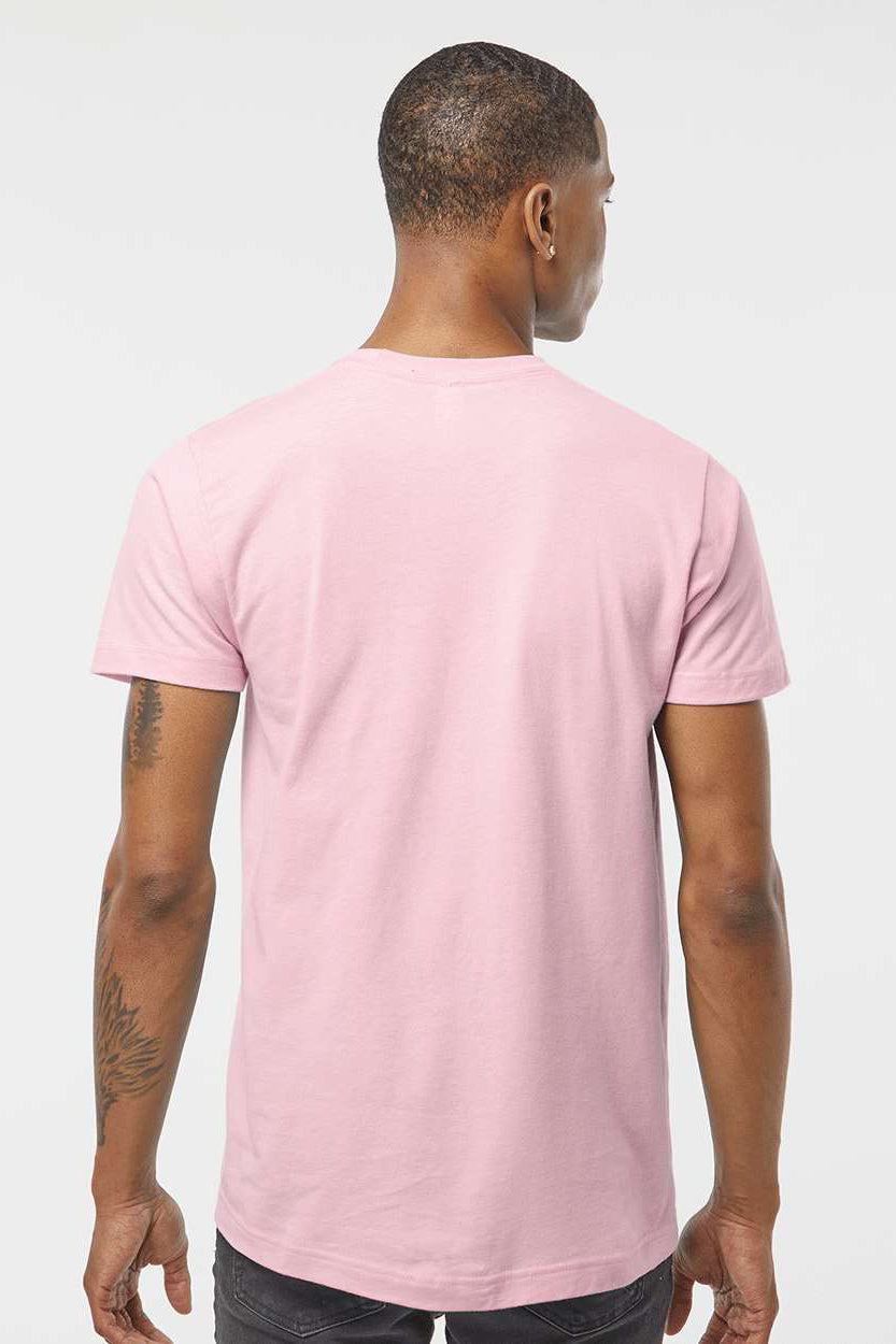 Tultex 202 Mens Fine Jersey Short Sleeve Crewneck T-Shirt Pink Model Back