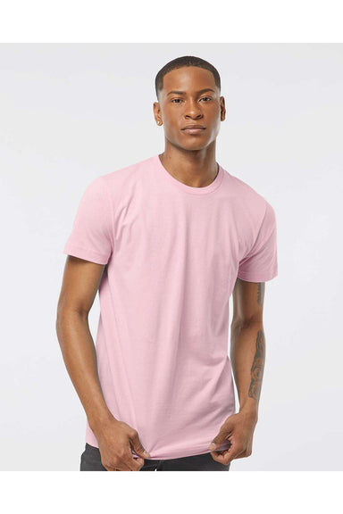 Tultex 202 Mens Fine Jersey Short Sleeve Crewneck T-Shirt Pink Model Front