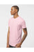 Tultex 202 Mens Fine Jersey Short Sleeve Crewneck T-Shirt Pink Model Side