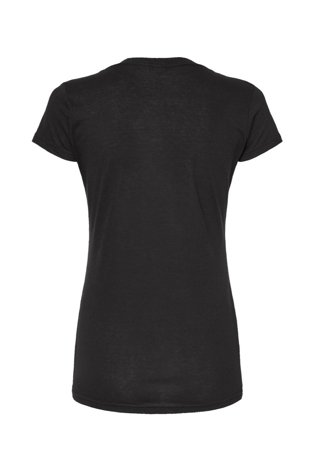 Tultex 244 Womens Poly-Rich Short Sleeve V-Neck T-Shirt Black Flat Back
