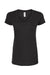 Tultex 244 Womens Poly-Rich Short Sleeve V-Neck T-Shirt Black Flat Front