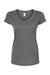 Tultex 244 Womens Poly-Rich Short Sleeve V-Neck T-Shirt Heather Charcoal Grey Flat Front