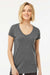 Tultex 244 Womens Poly-Rich Short Sleeve V-Neck T-Shirt Heather Charcoal Grey Model Front