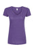 Tultex 244 Womens Poly-Rich Short Sleeve V-Neck T-Shirt Heather Purple Flat Front