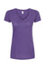 Tultex 244 Womens Poly-Rich Short Sleeve V-Neck T-Shirt Heather Purple Flat Front