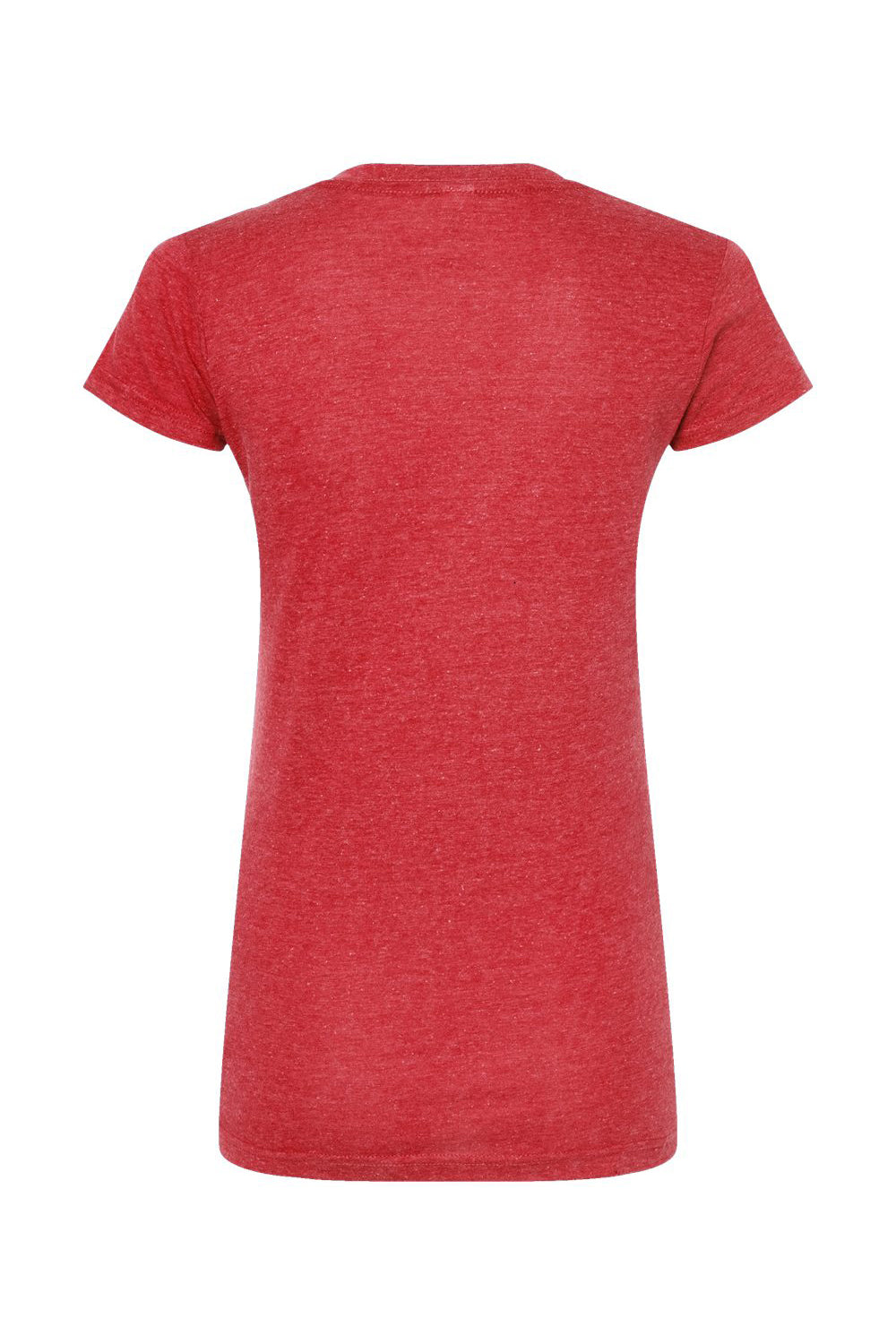 Tultex 244 Womens Poly-Rich Short Sleeve V-Neck T-Shirt Heather Red Flat Back