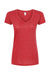 Tultex 244 Womens Poly-Rich Short Sleeve V-Neck T-Shirt Heather Red Flat Front