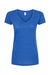 Tultex 244 Womens Poly-Rich Short Sleeve V-Neck T-Shirt Heather Royal Blue Flat Front