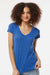 Tultex 244 Womens Poly-Rich Short Sleeve V-Neck T-Shirt Heather Royal Blue Model Front