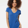 Tultex Womens Poly-Rich Short Sleeve V-Neck T-Shirt - Heather Royal Blue - NEW